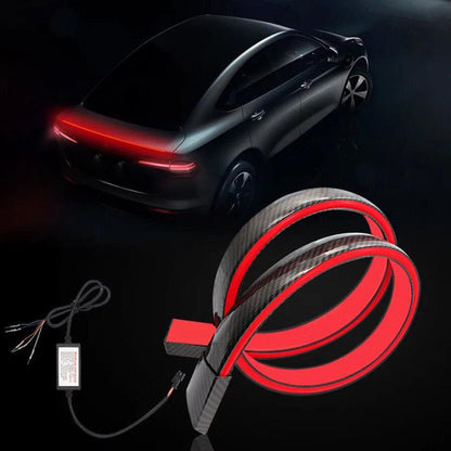 Universal Black Carbon Fiber LED Exterior Rear Spoiler Lip Kit For Car Trunk Driving Lamp Brake Light Strip Splitter baby magazin 