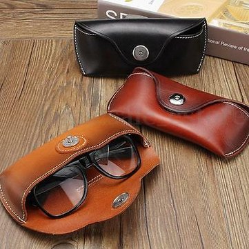 Vintage Handmade Cow Leather Glasses Case Causal Jeans Belt Eye Glasses Box baby magazin 