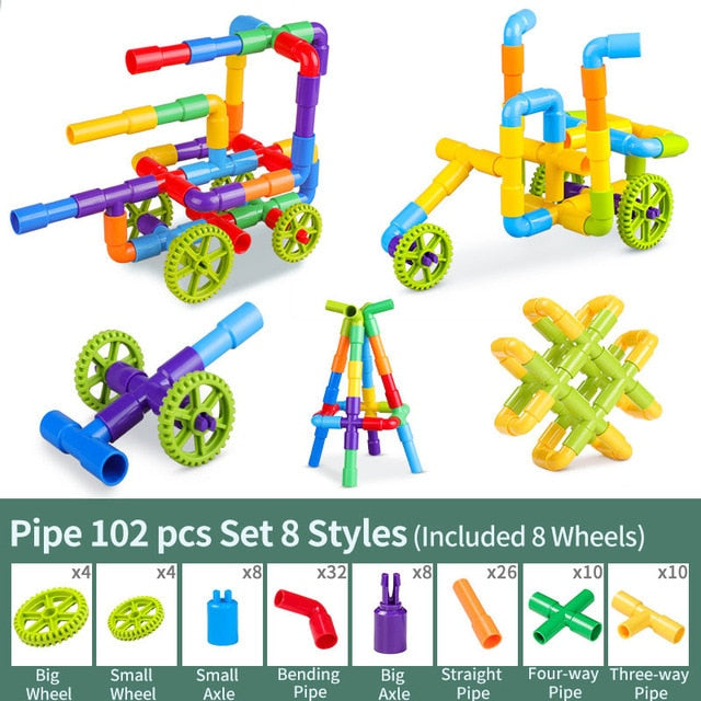 Water Pipe Building Blocks Toys DIY Brick Enlightening Pipeline Tunnel Construction Educational Toys Designer Toys For Children baby magazin 