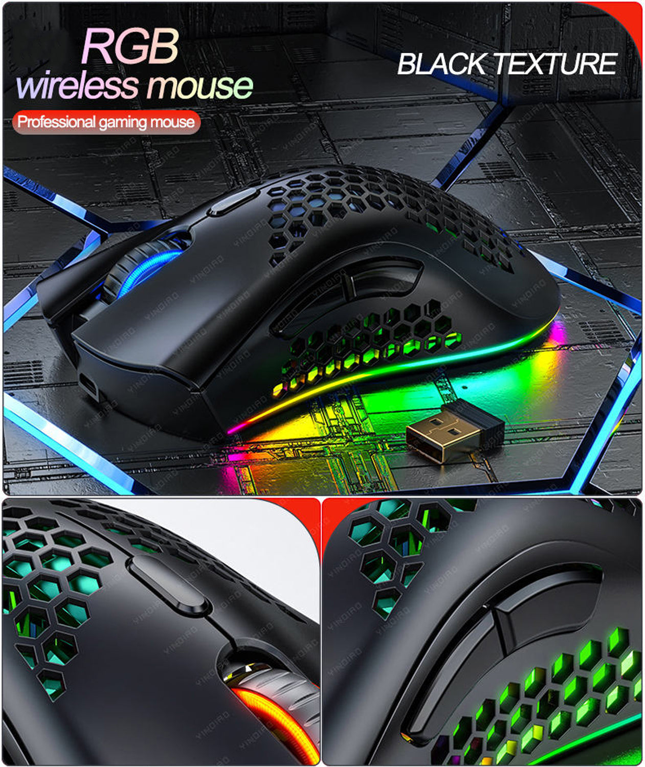 Wireless Mouse RGB Gaming  Rechargeable baby magazin