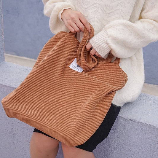 Women Corduroy Shopping Bag Female Canvas Cloth Shoulder Bag Environmental Storage Handbag Reusable Foldable Eco Grocery Totes baby magazin 