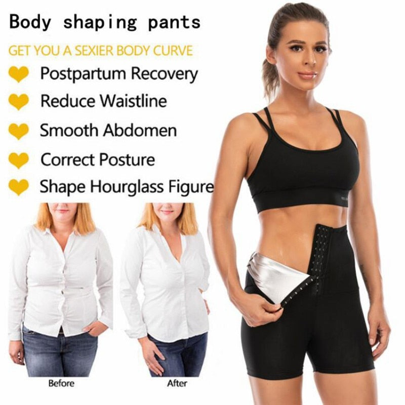 Women's Abdomen Control Hip-Lifting Sweat Pants Sauna Beam High Waist Body Fitness Breasted Three-Point/Five Point Shorts baby magazin 