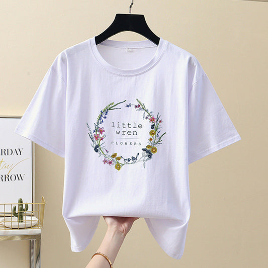 Women's t-shirt short sleeve 2021 summer new Korean version of the round neck pullover cotton clothes women's body shirts baby magazin 