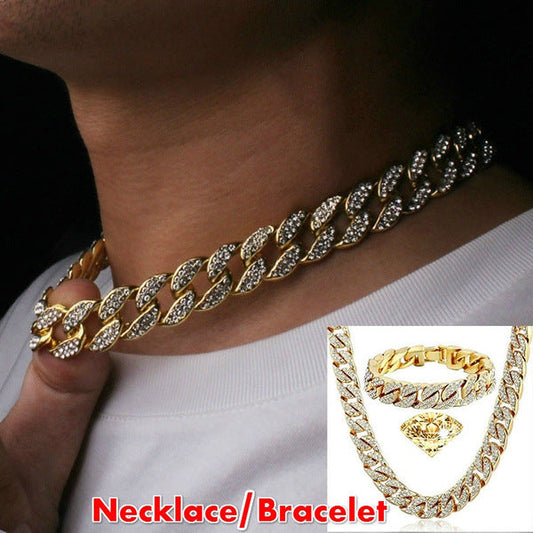 Yunjin European ornament Men's Hip Hop Cuba Necklace Jewelry Set Necklace Men's Clothes Accessories baby magazin 