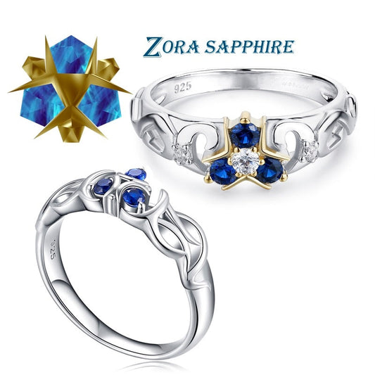 Zelda Breath of the Wild 925 Sterling Silver Zora Sapphire Engagement Ring baby magazin 